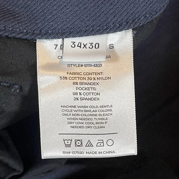 7 Diamonds Baron 5 Pocket Pants Mens Size 34x30 Navy Blue Straight Fit Stretch - Picture 6 of 11